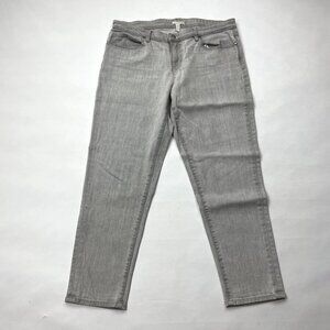 Eileen Fisher Stretch Organic Cotton Denim Jeans Women 14 Pockets Tapered Gray‎